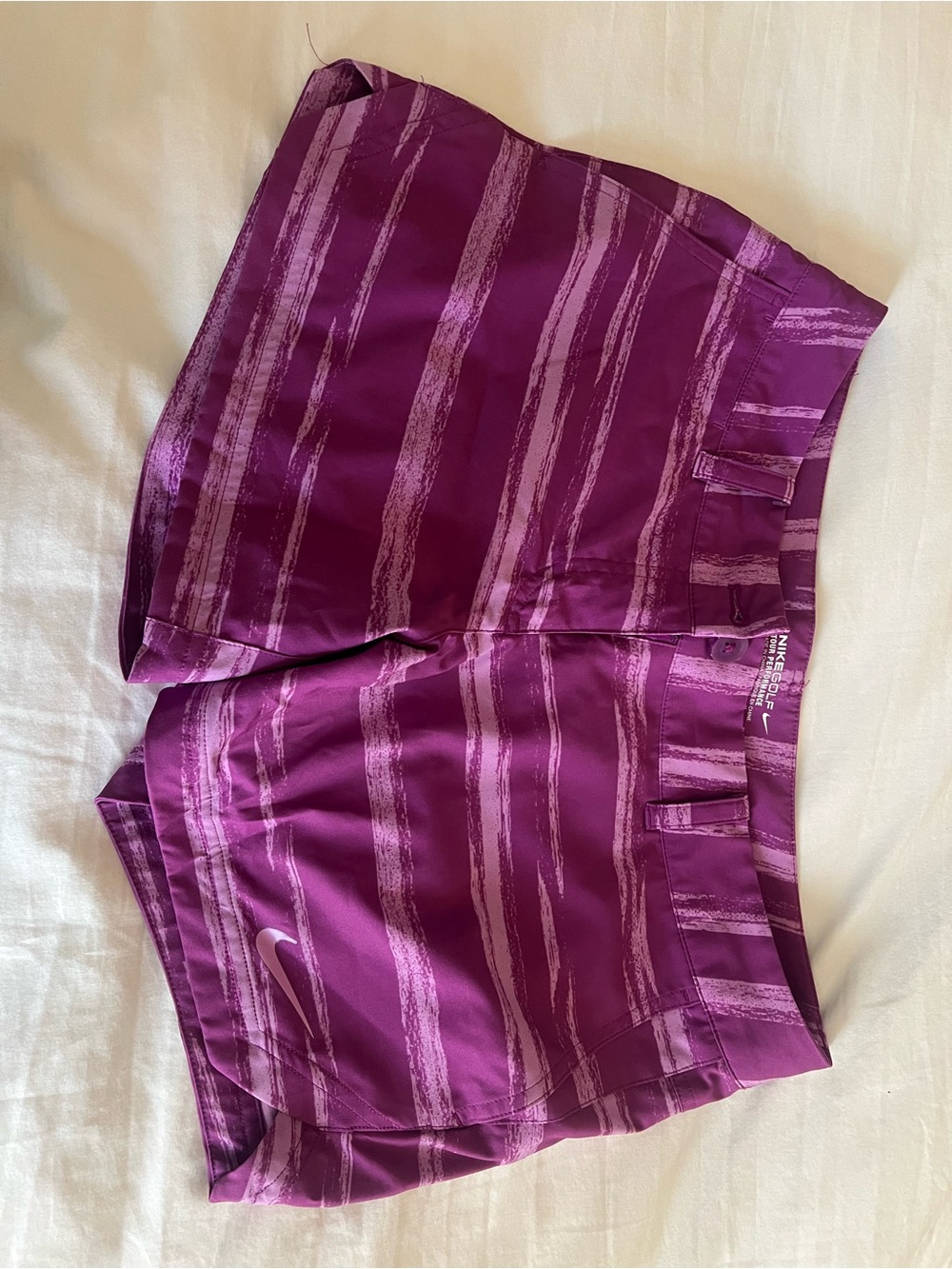 Nike Women's Purple Striped Athletic Shorts